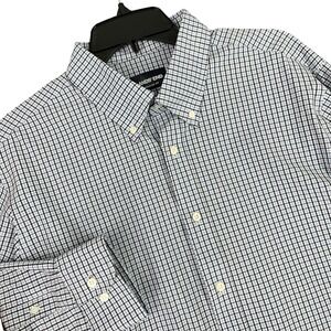 Lands End Performance Button Down Dress Shirt Micro Check Stretch Office Mens XL